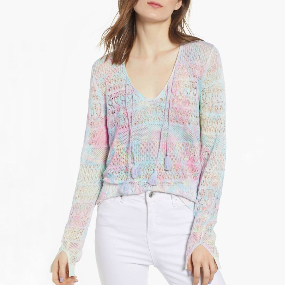 Zadig & Voltaire Delvy Rainbow Colorful Open Knit Sweater Size XS